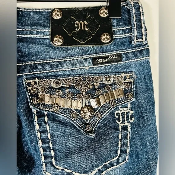 Miss Me bootcut JP4656-6 jeans stretch sequins sz 26 retro Y2K low rise
