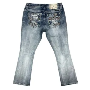Miss Me Mid Rise Easy Boot Jeans Medium Blue Size 29 Western Cowgirl Y2K Cowgirl