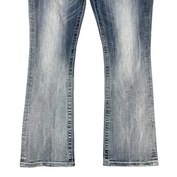 Miss Me Mid Rise Easy Boot Jeans Medium Blue Size 29 Western Cowgirl Y2K Cowgirl