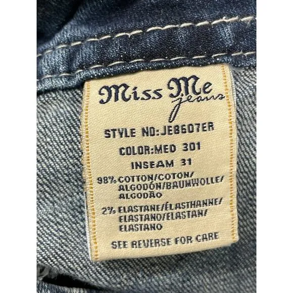 Miss Me Mid Rise Easy Boot Jeans Medium Blue Size 29 Western Cowgirl Y2K Cowgirl