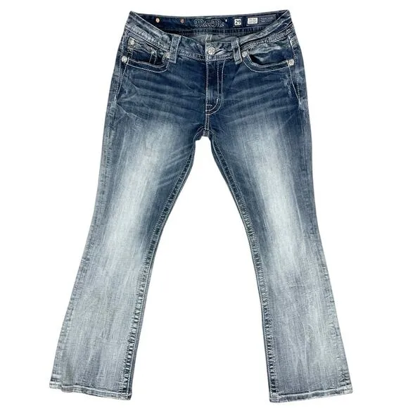 Miss Me Mid Rise Easy Boot Jeans Medium Blue Size 29 Western Cowgirl Y2K Cowgirl