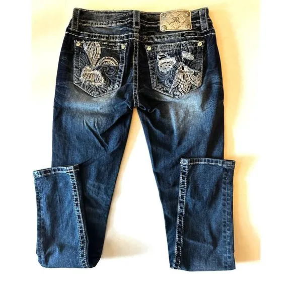 Miss Me Signature Skinny Jeans  low rise stretch rhinestones Size 27