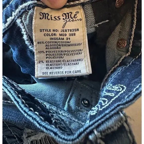 Miss Me Signature Skinny Jeans  low rise stretch rhinestones Size 27