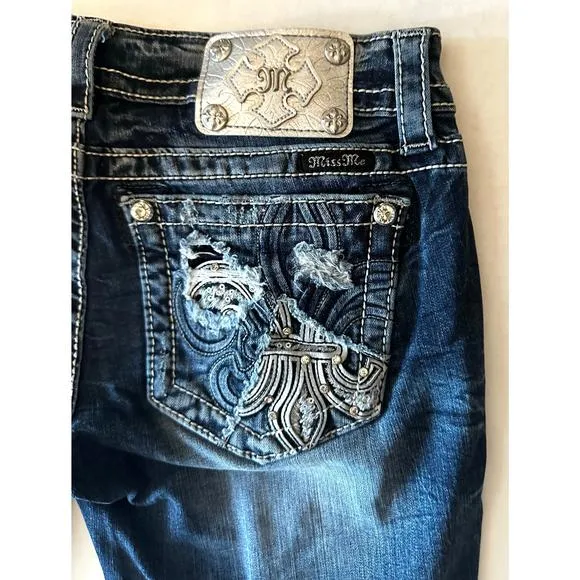 Miss Me Signature Skinny Jeans  low rise stretch rhinestones Size 27