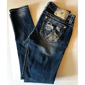 Miss Me Signature Skinny Jeans  low rise stretch rhinestones Size 27