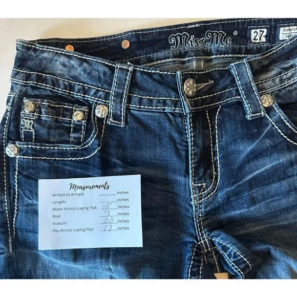Miss Me Signature Skinny Jeans  low rise stretch rhinestones Size 27