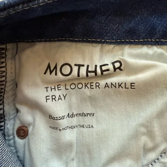 Mother “The Looker Ankle Fray” High Rise Skinny Jeans With Frayed Hems Size 24