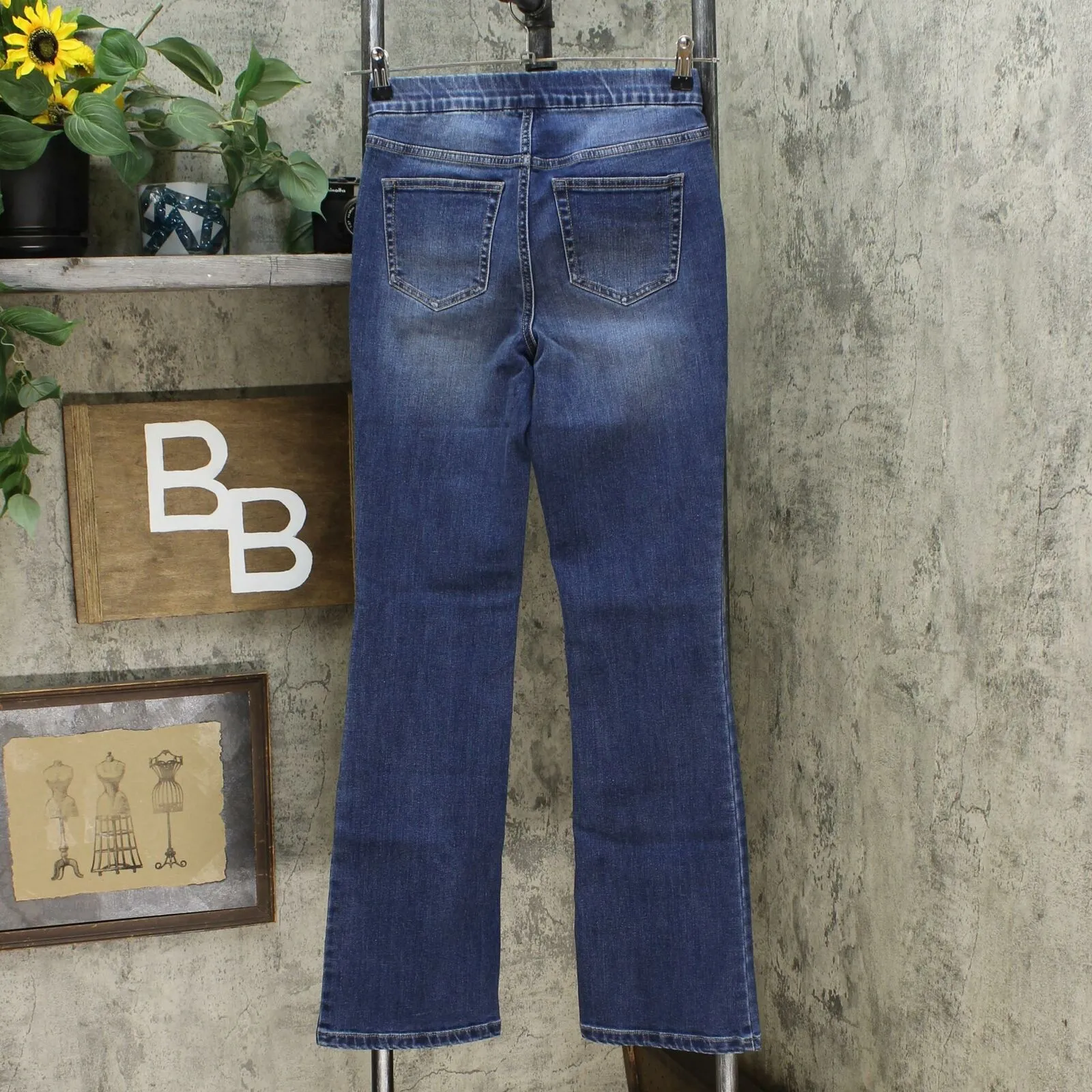 MOTTO Women's Stretch Denim Pull On Boot Cut Jeans Indigo Wash 4