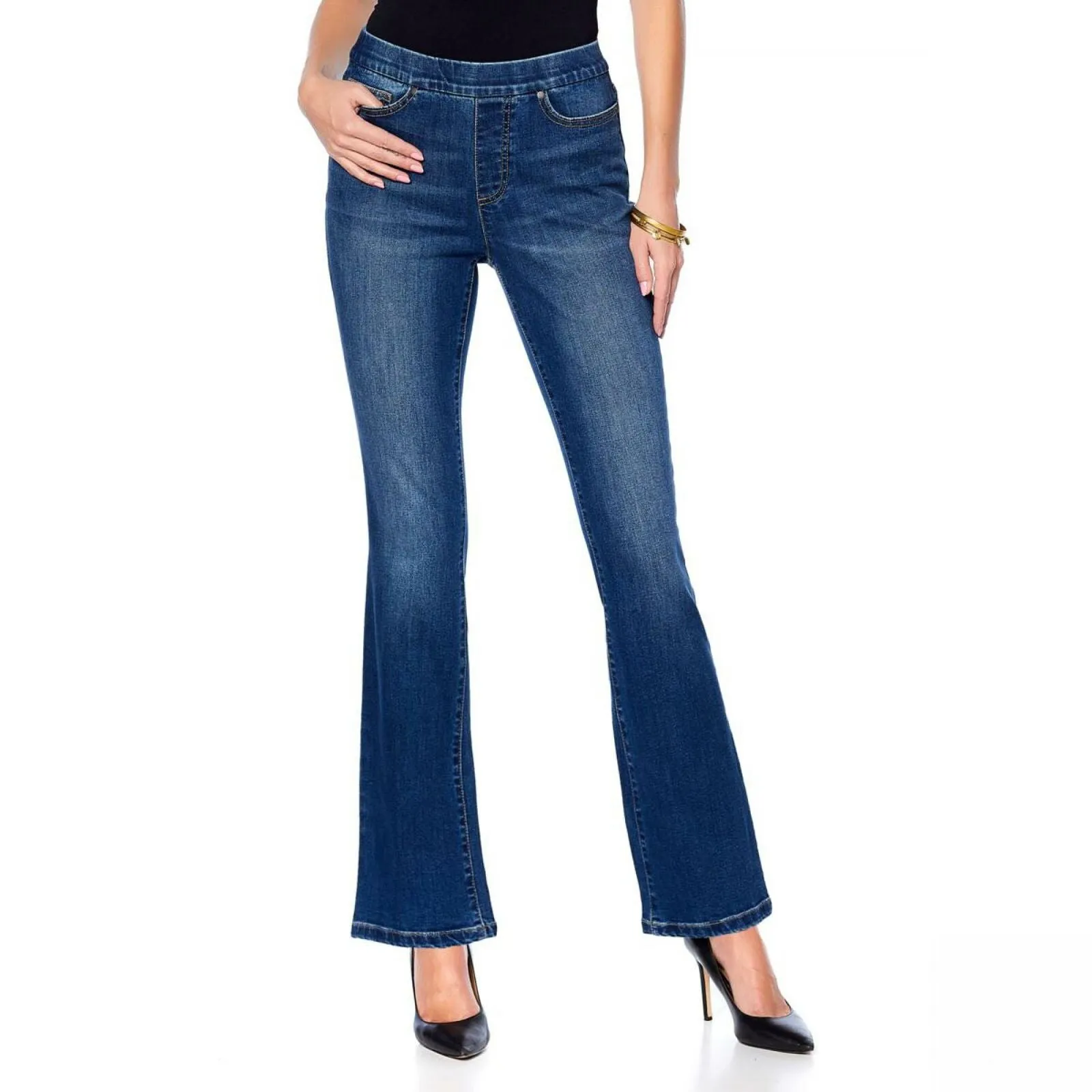 MOTTO Women's Stretch Denim Pull On Boot Cut Jeans