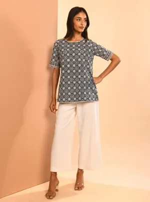 Mulmul Cotton Silvia Navy Top