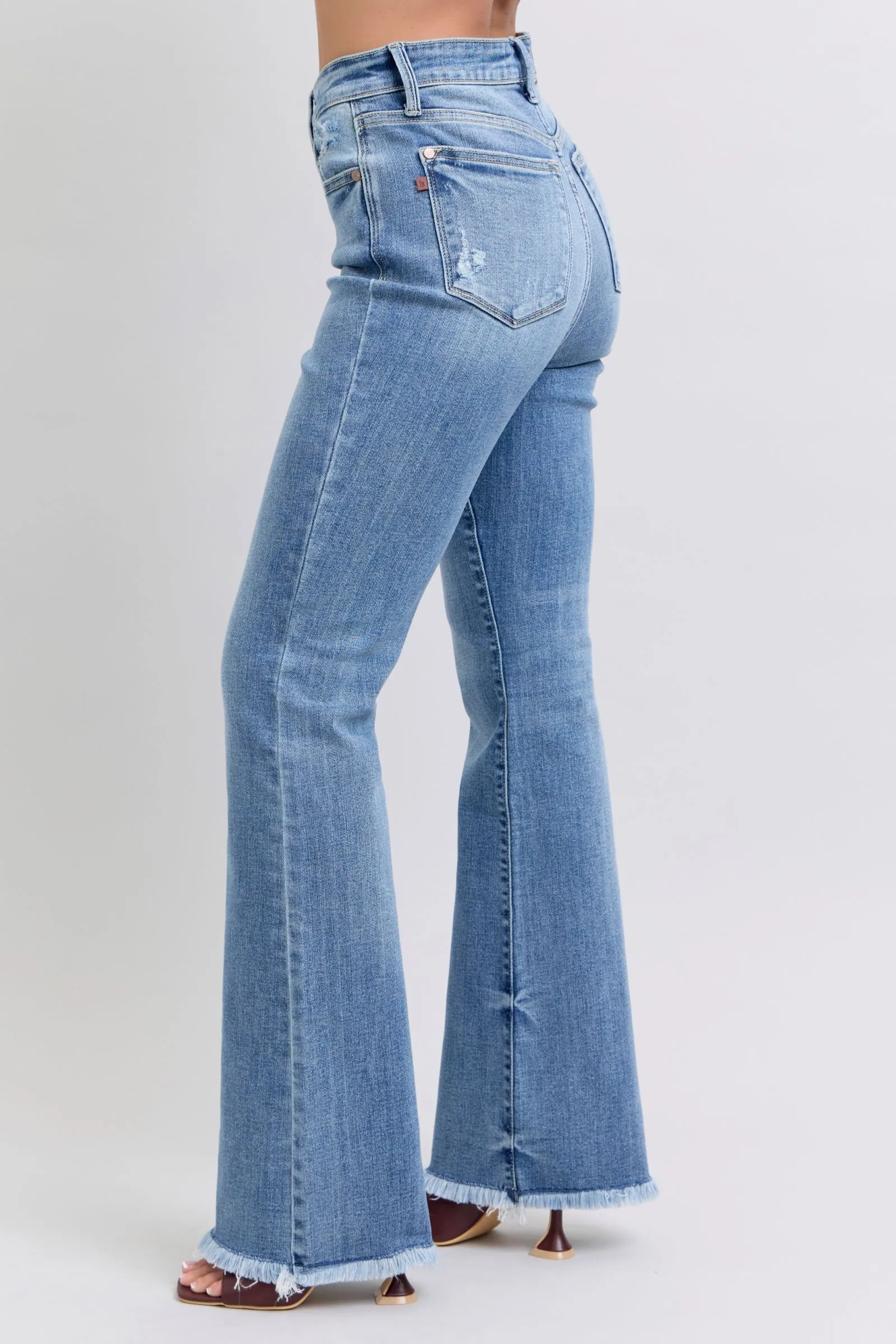 Nadia High Waisted Bootcut with Fray Hem Jeans