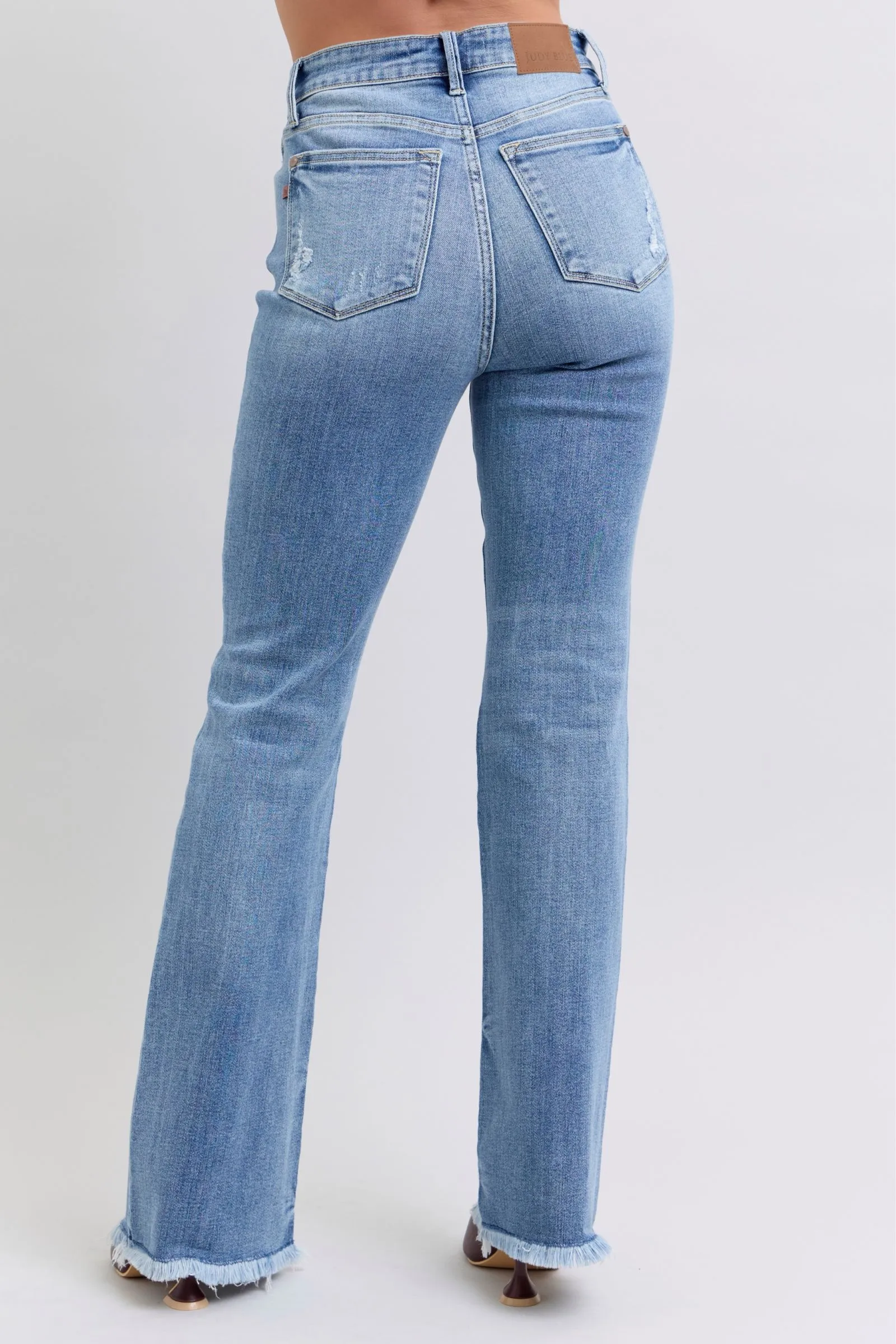 Nadia High Waisted Bootcut with Fray Hem Jeans