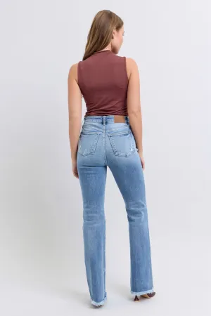 Nadia High Waisted Bootcut with Fray Hem Jeans