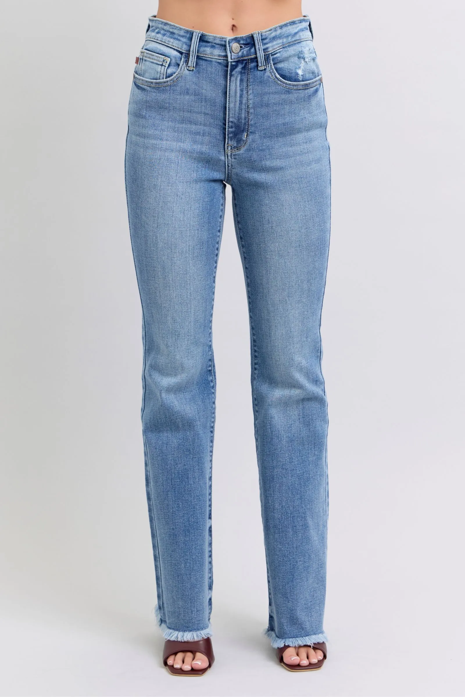 Nadia High Waisted Bootcut with Fray Hem Jeans