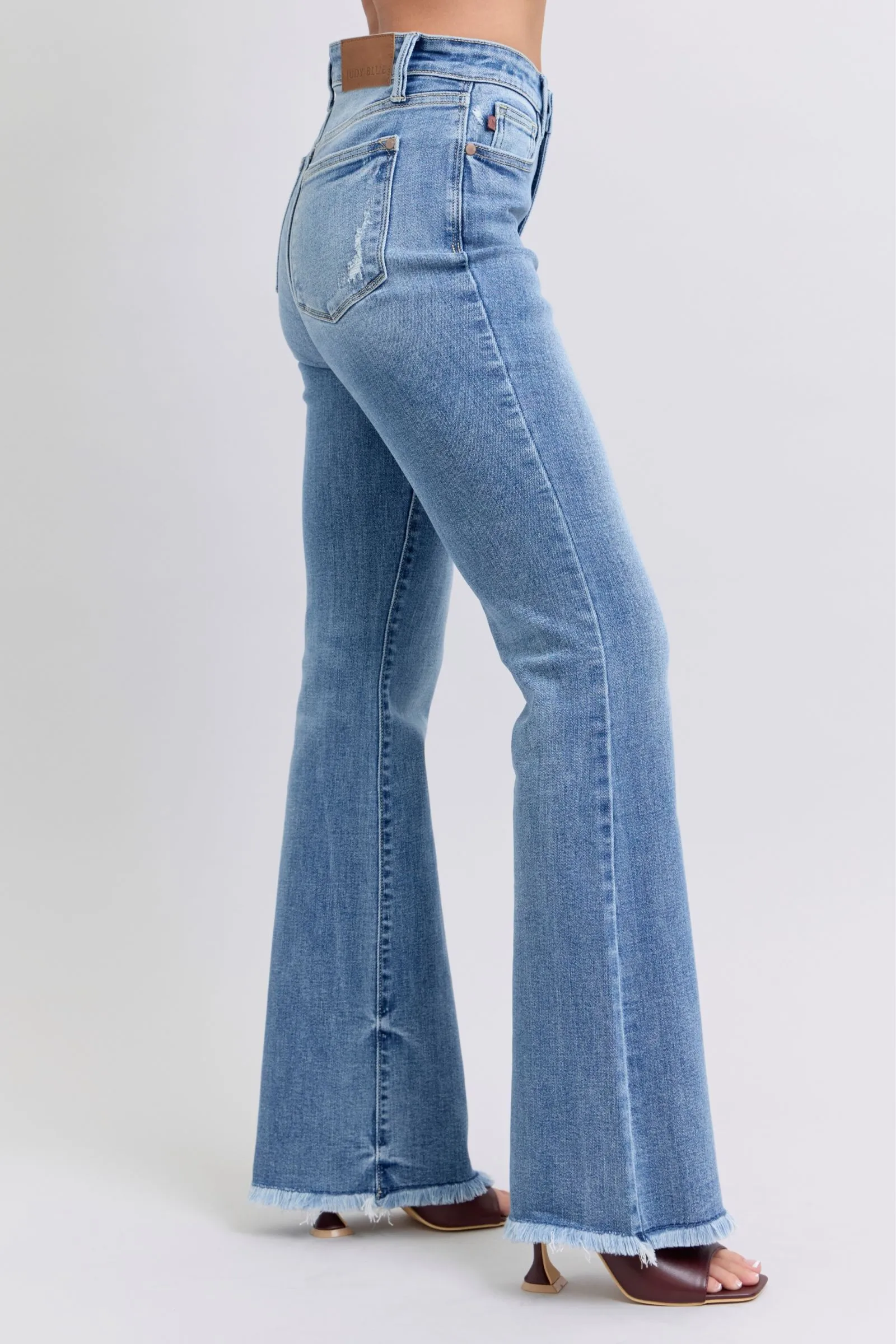 Nadia High Waisted Bootcut with Fray Hem Jeans