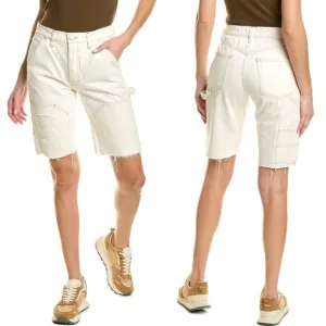 NEW Frame Denim Le Slouch Distressed Bermuda Short in Off White Sz. 23