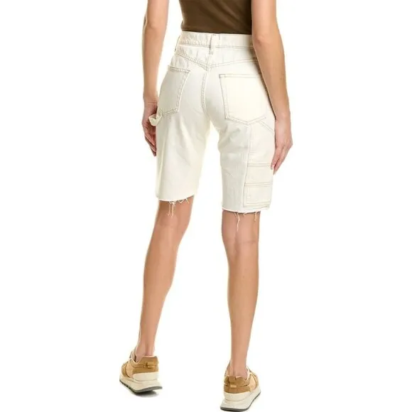 NEW Frame Denim Le Slouch Distressed Bermuda Short in Off White Sz. 23
