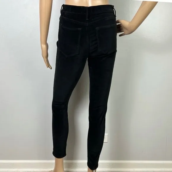 NEW FRAME REVOLVE BLACK VELVET HIGH-WAISTED SKINNY JEANS