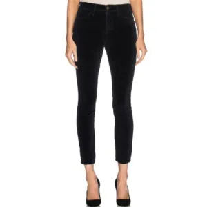 NEW FRAME REVOLVE BLACK VELVET HIGH-WAISTED SKINNY JEANS