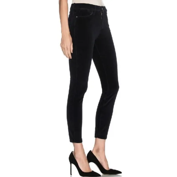 NEW FRAME REVOLVE BLACK VELVET HIGH-WAISTED SKINNY JEANS