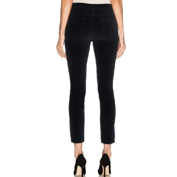 NEW FRAME REVOLVE BLACK VELVET HIGH-WAISTED SKINNY JEANS