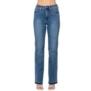 NEW JUDY BLUE high rise control top release hem slim bootcut jeans in medium was