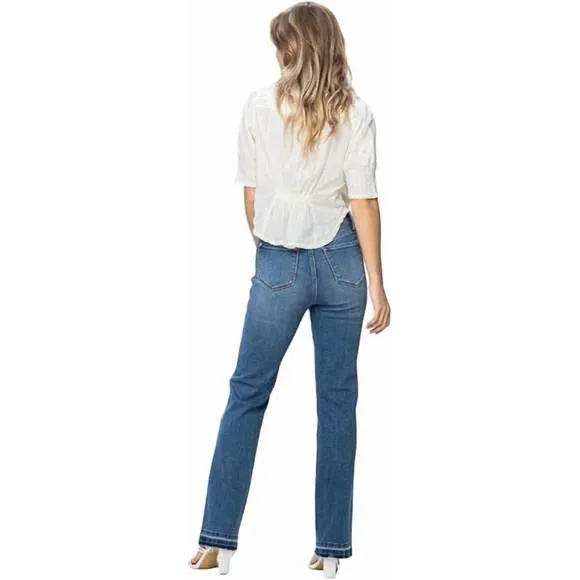 NEW JUDY BLUE high rise control top release hem slim bootcut jeans in medium was