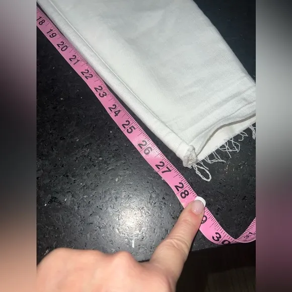 NEW SPANX WHITE SUBTLE DISTRESSED SKINNY JEANS RAW HEM PULL ON SZ L