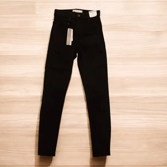 NWT TOPSHOP Black Joni Skinny Jeans with Rips