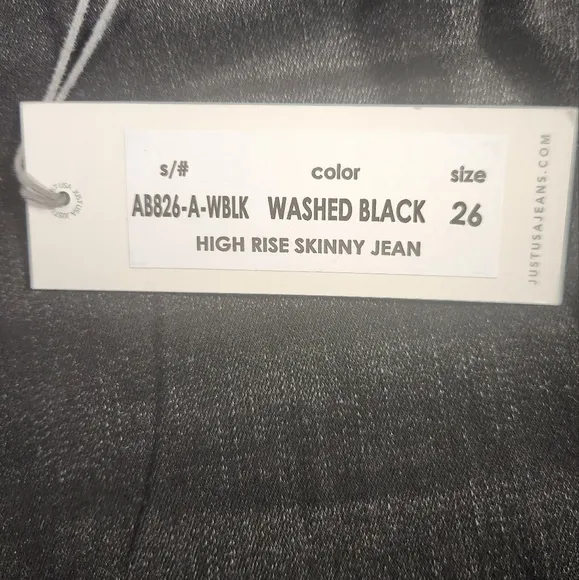 NWT Women's Just USA Washed Black High Rise Skinny Jeans