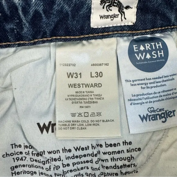 NWT Wrangler Westward 626 Bootcut Jeans Two Tone Side Stripe Size 31 x 30
