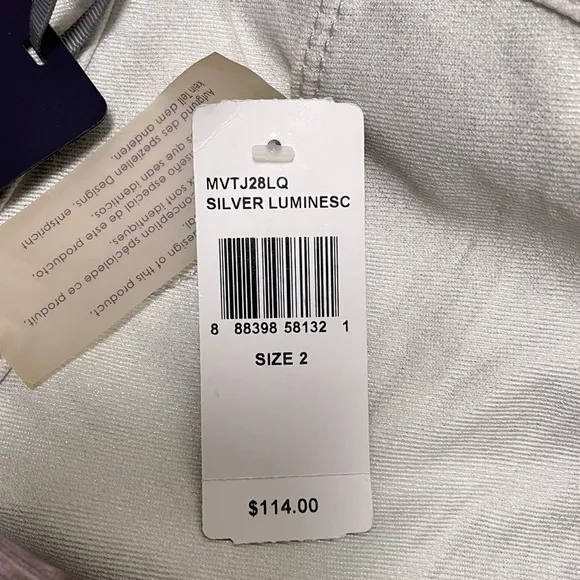NYDJ Super Skinny Silver Luminescence Jeans NWT 2 Metallic Sparkly *faint stain*