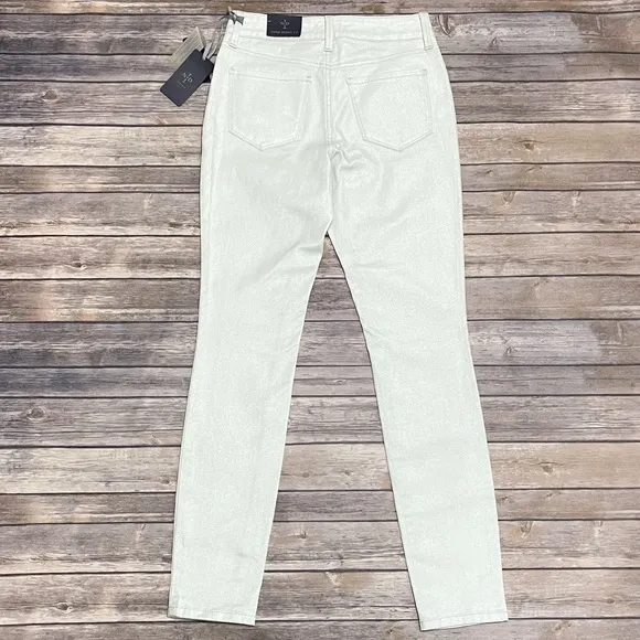 NYDJ Super Skinny Silver Luminescence Jeans NWT 2 Metallic Sparkly *faint stain*