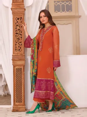 Orange Salwar Kameez Pakistani Eid Dress in Chiffon