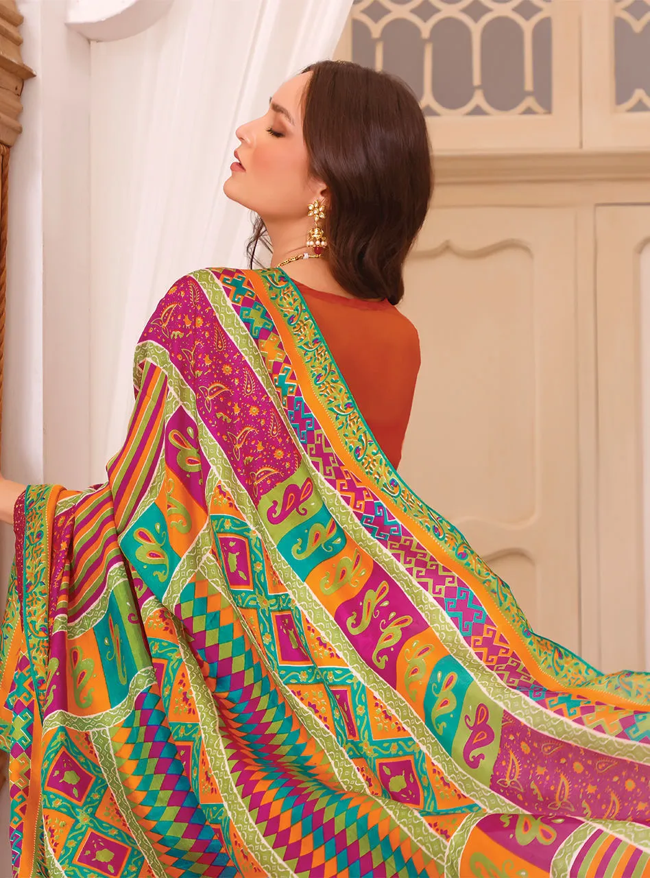 Orange Salwar Kameez Pakistani Eid Dress in Chiffon