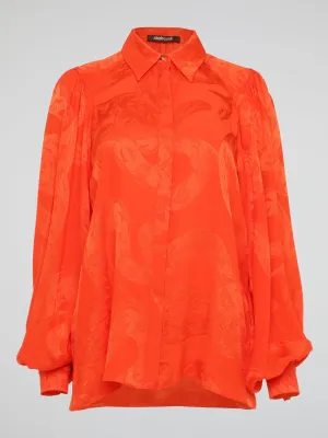 Orange Snake Print Blouse