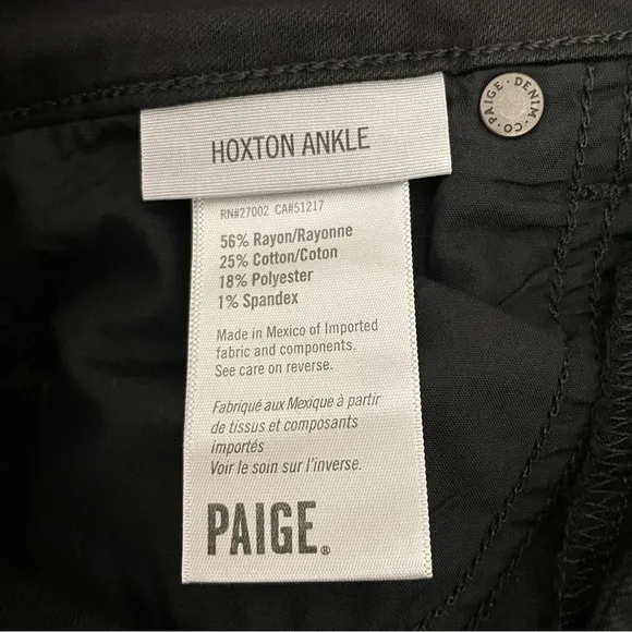 Paige Dusty Black Hoxton Ankle Skinny Jean in Size 25