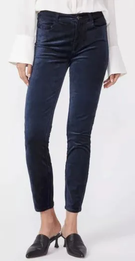 Paige - Hoxton Ankle Velvet Jeans - Deep Navy