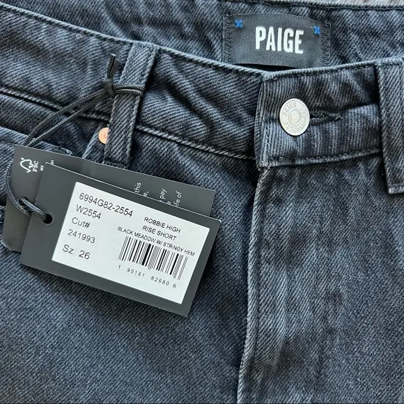 PAIGE Robbie High Rise Slim Bermuda Shorts in Black, 26