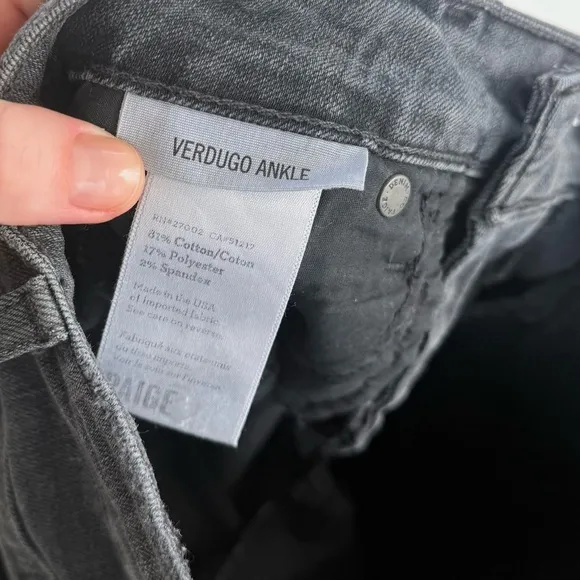 Paige Women's Black Verdugo Ankle Skinny Jeans size 27