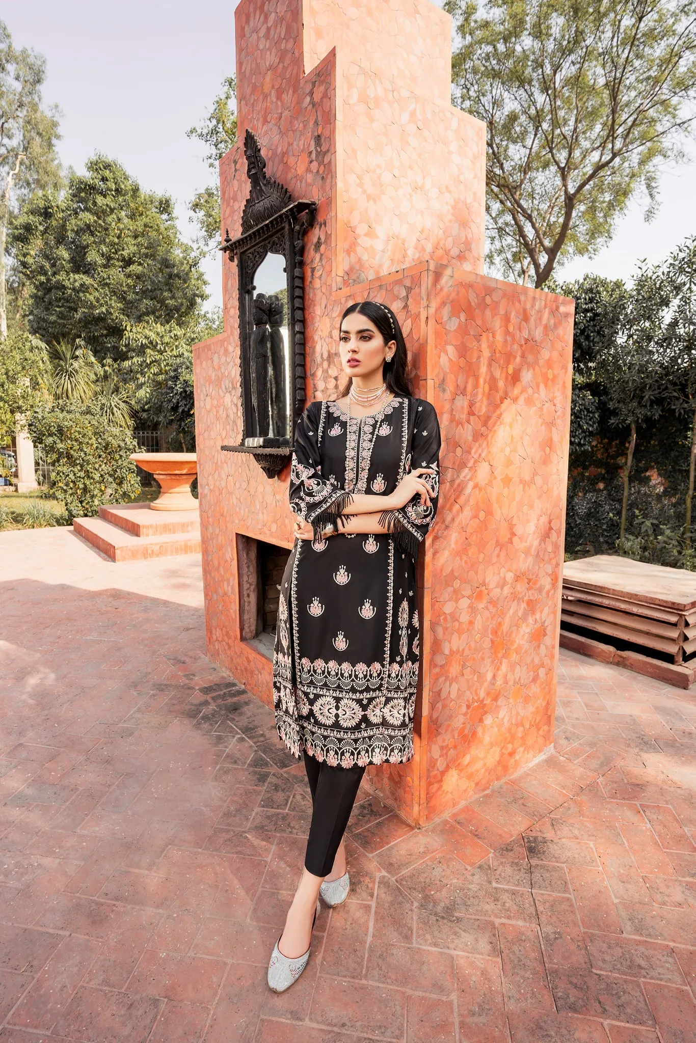 Pakistani Black Dress in Kameez Trouser Dupatta Style
