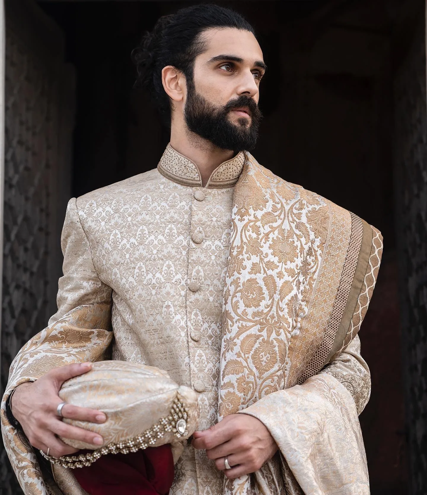 Pakistani Groom Dress in Embroidered Sherwani Style