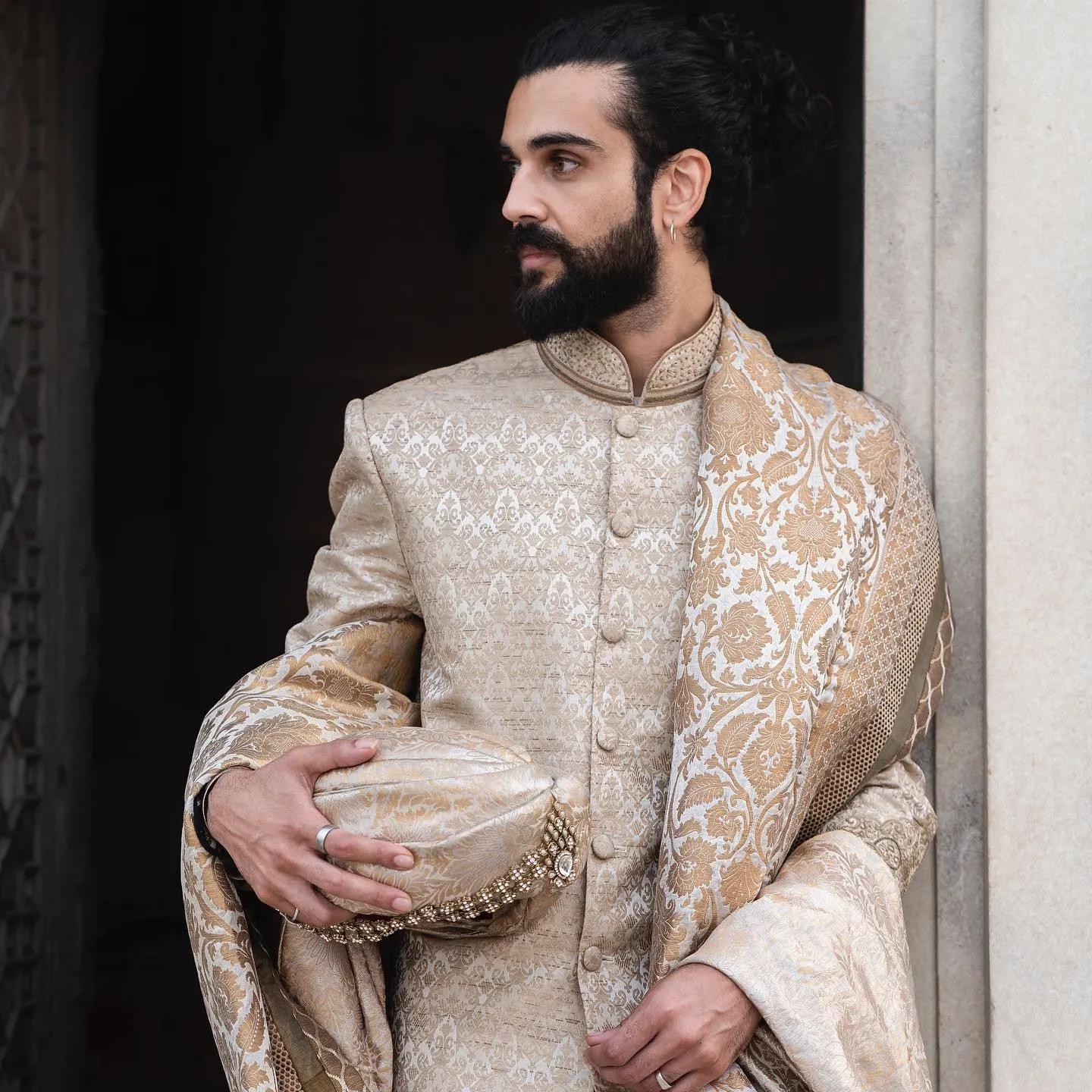 Pakistani Groom Dress in Embroidered Sherwani Style