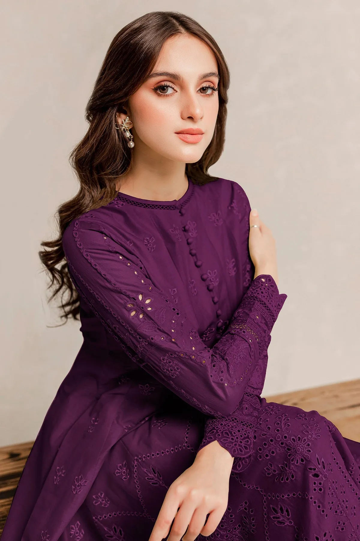 Pakistani Party Dress Deep Purple Salwar Suit in Frock Style