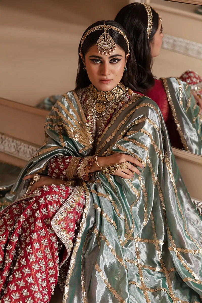 Pakistani Red Dress in Kameez Trouser Dupatta Style