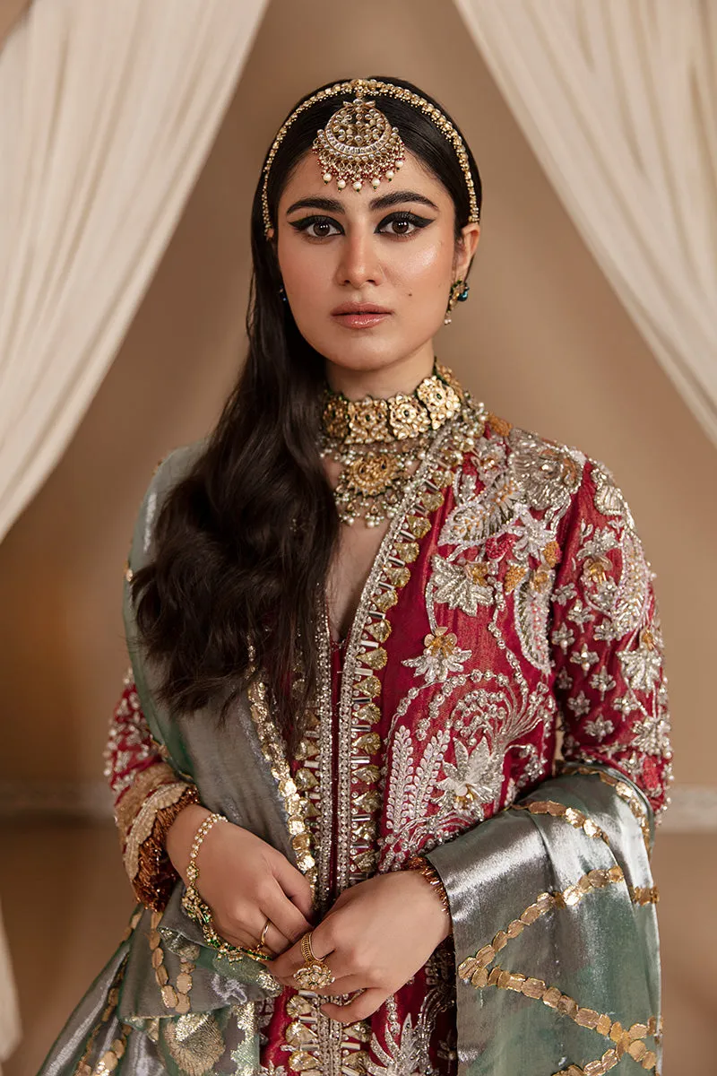 Pakistani Red Dress in Kameez Trouser Dupatta Style