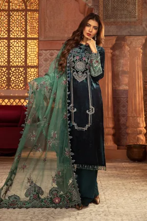 Pakistani Velvet Suit in Bottle Green Shade #PF315