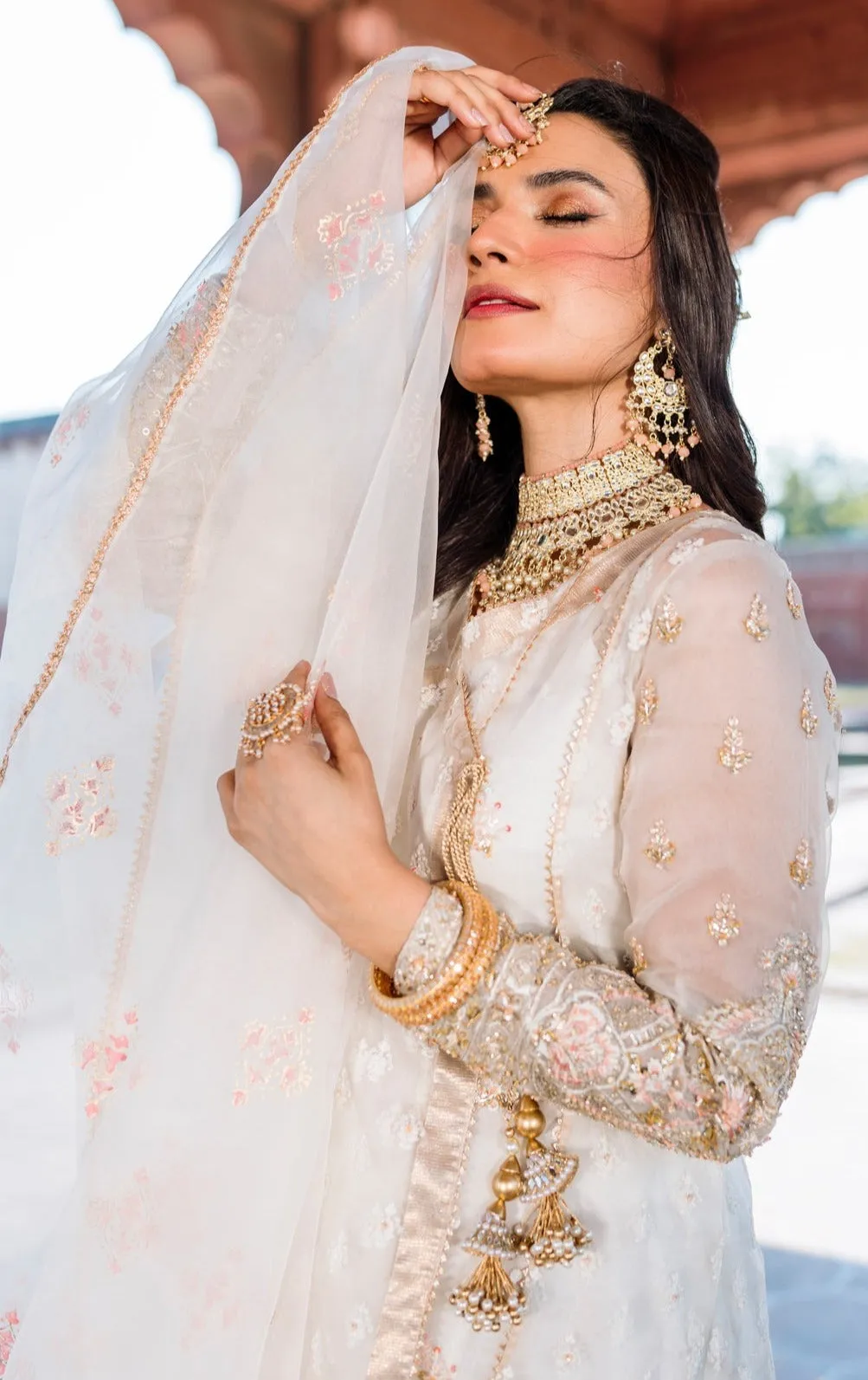 Pakistani Wedding Dress in Angrakha Frock Trouser Style