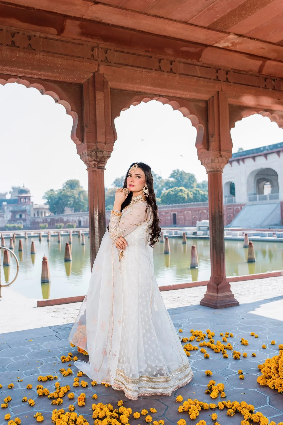 Pakistani Wedding Dress in Angrakha Frock Trouser Style