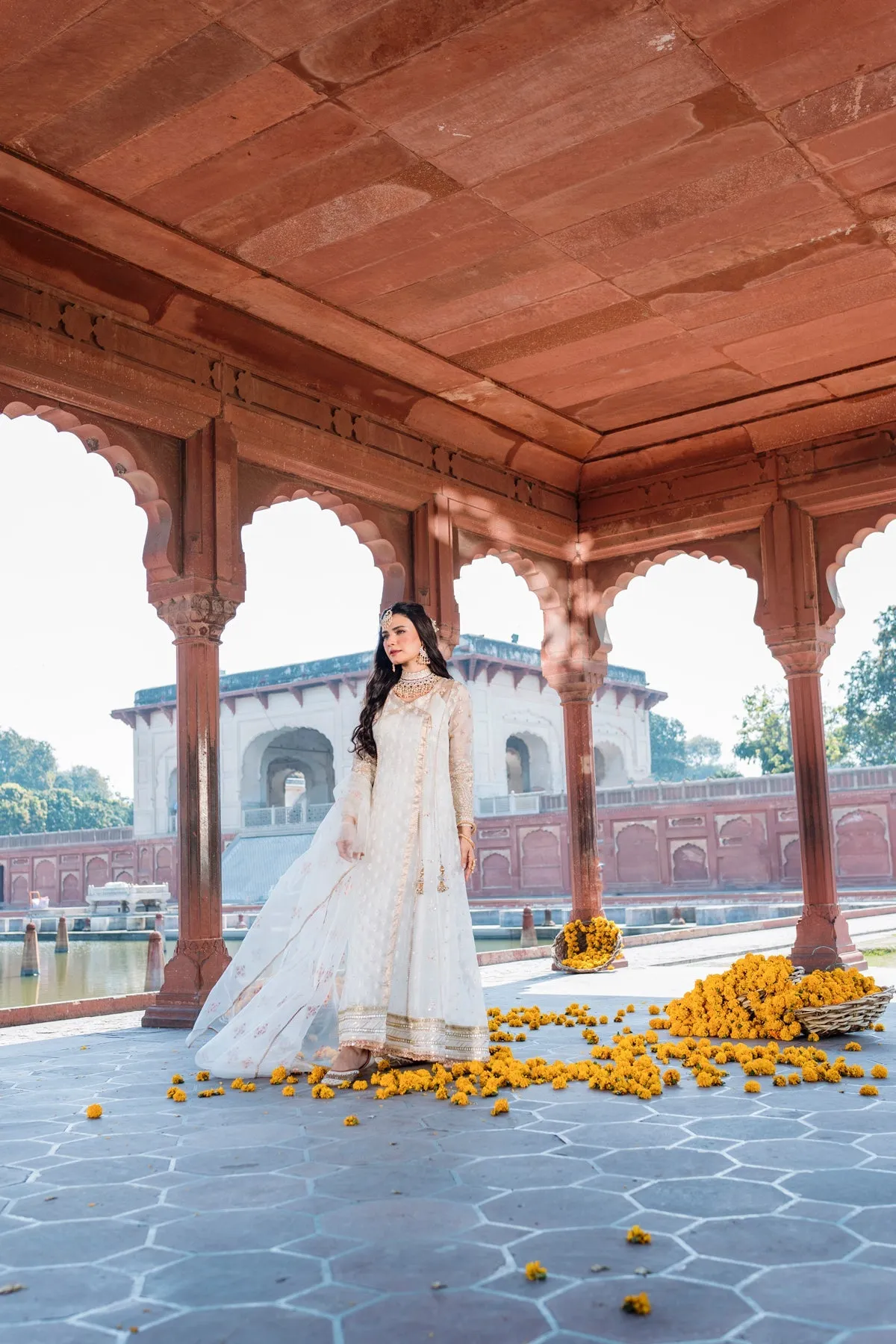 Pakistani Wedding Dress in Angrakha Frock Trouser Style